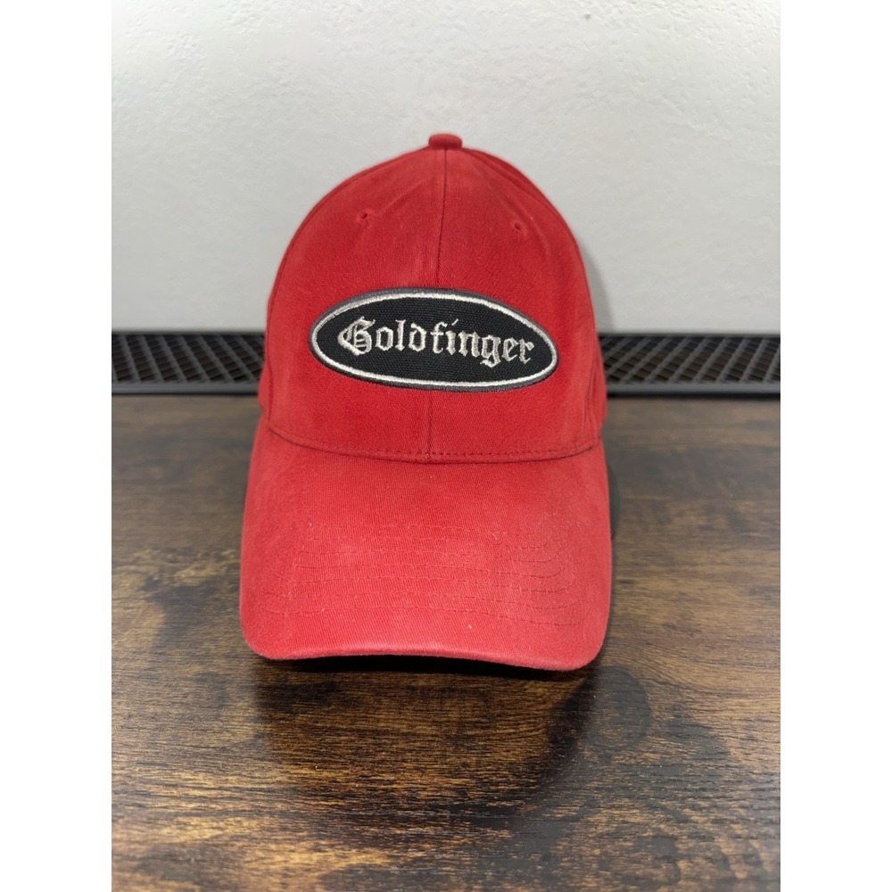 Goldfinger Red Stretch Fit Hat Bio-Domes Headgear Skull Logo Cap Unisex‎ Soft